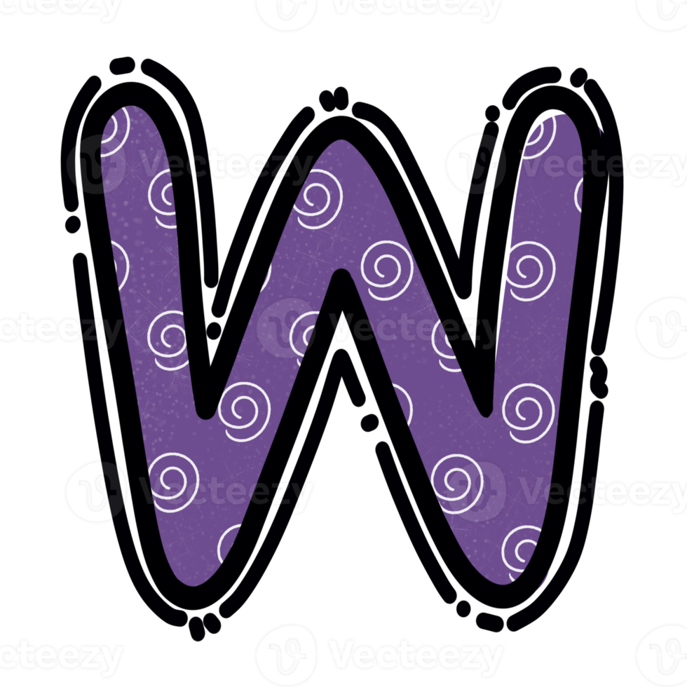W alphabet letter png, purple color cute design png