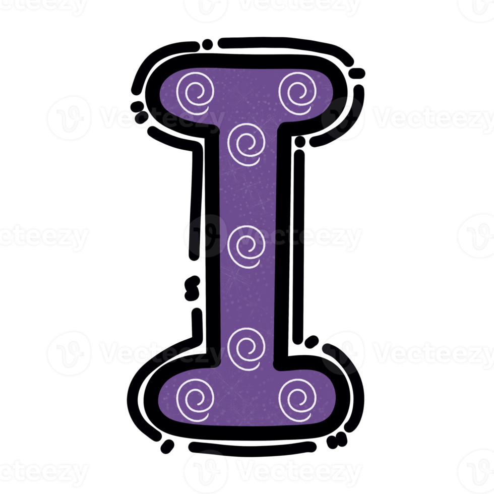 I alphabet letter png, purple color cute design png