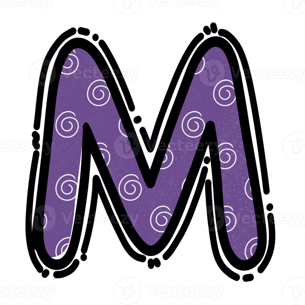 M alphabet letter png, purple color cute design png