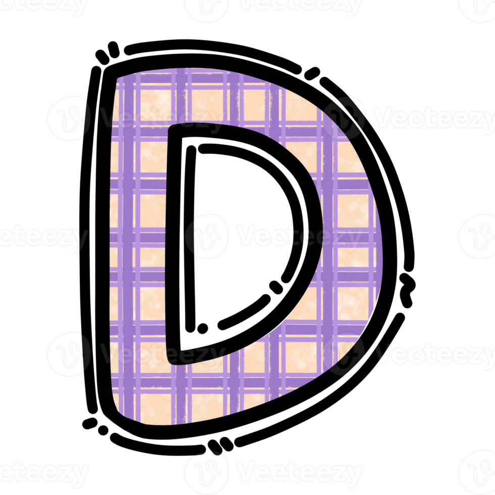 D alphabet letter png, plaid pattern graphic png