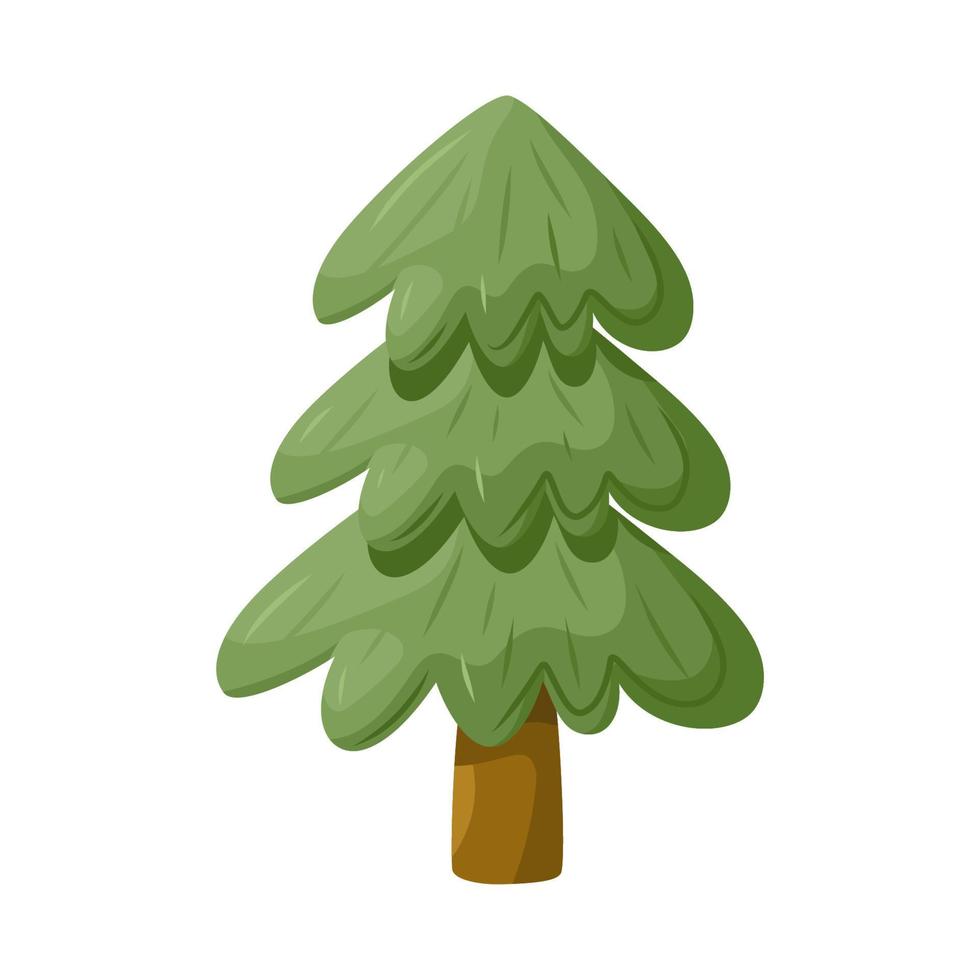 Evergreen tree. Fir tree, pine drawing. Vector cartoon illustration.