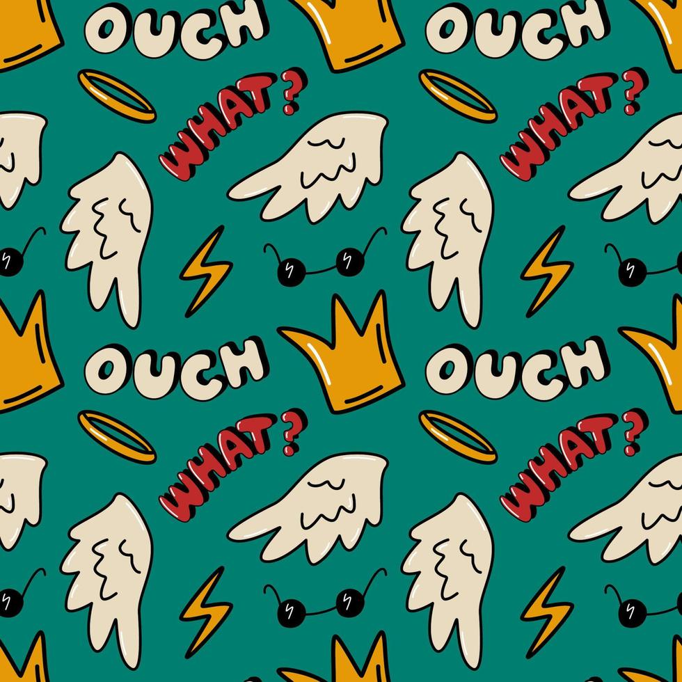 funny-seamless-pattern-with-old-cartoon-style-elements-vector