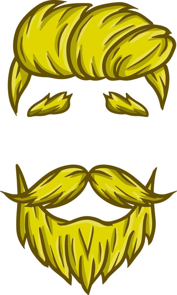 Fashionable men haircut. Element of head of hipster. Hair and beard. Fashion and style. Hand-drawn illustration vector