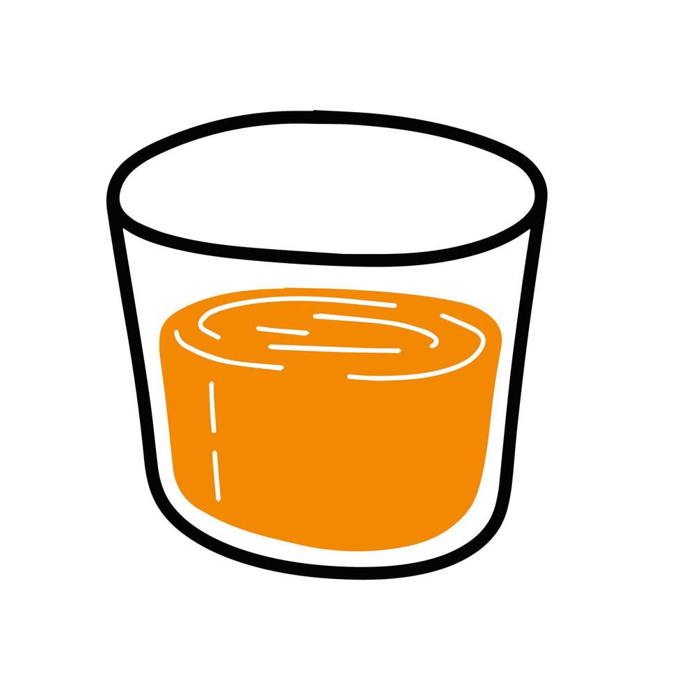 Orange juice. Glass of fresh drink. Thirst quenching and summer cocktail. Trendy outline cartoon vector