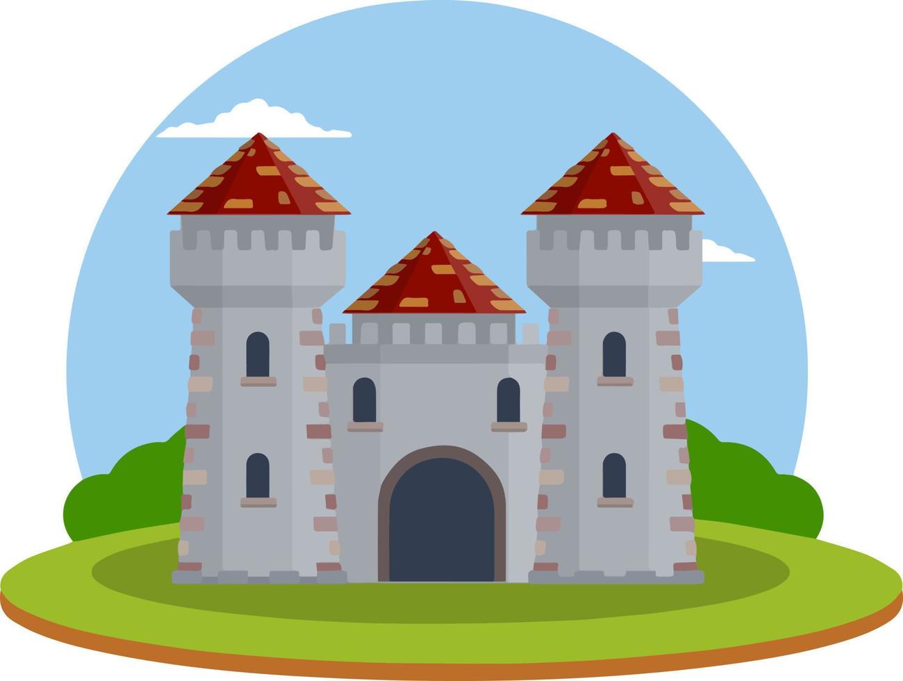 castillo con torres y murallas. construcción de defensa. arquitectura europea medieval. hogar de caballero y rey. protección y seguridad. icono plano para aplicación y juego vector