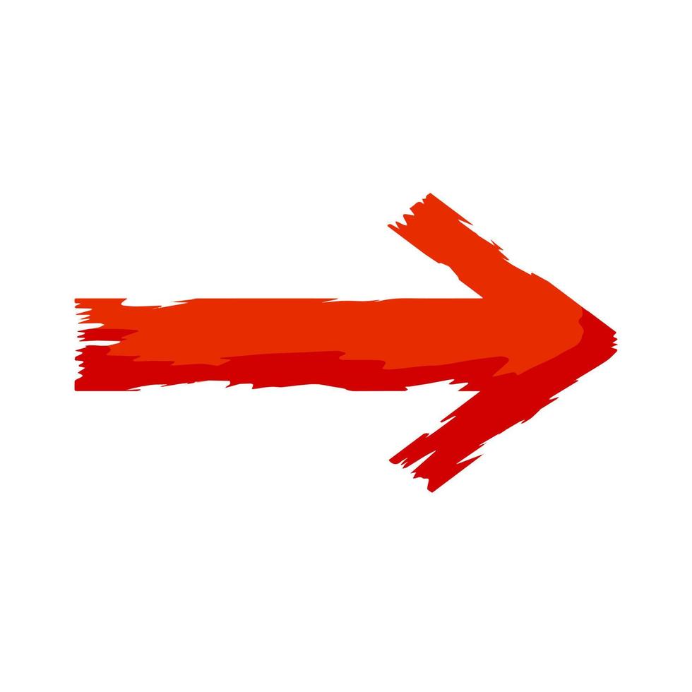 Arrow with ragged edges. Direction indicator in grunge style. vector