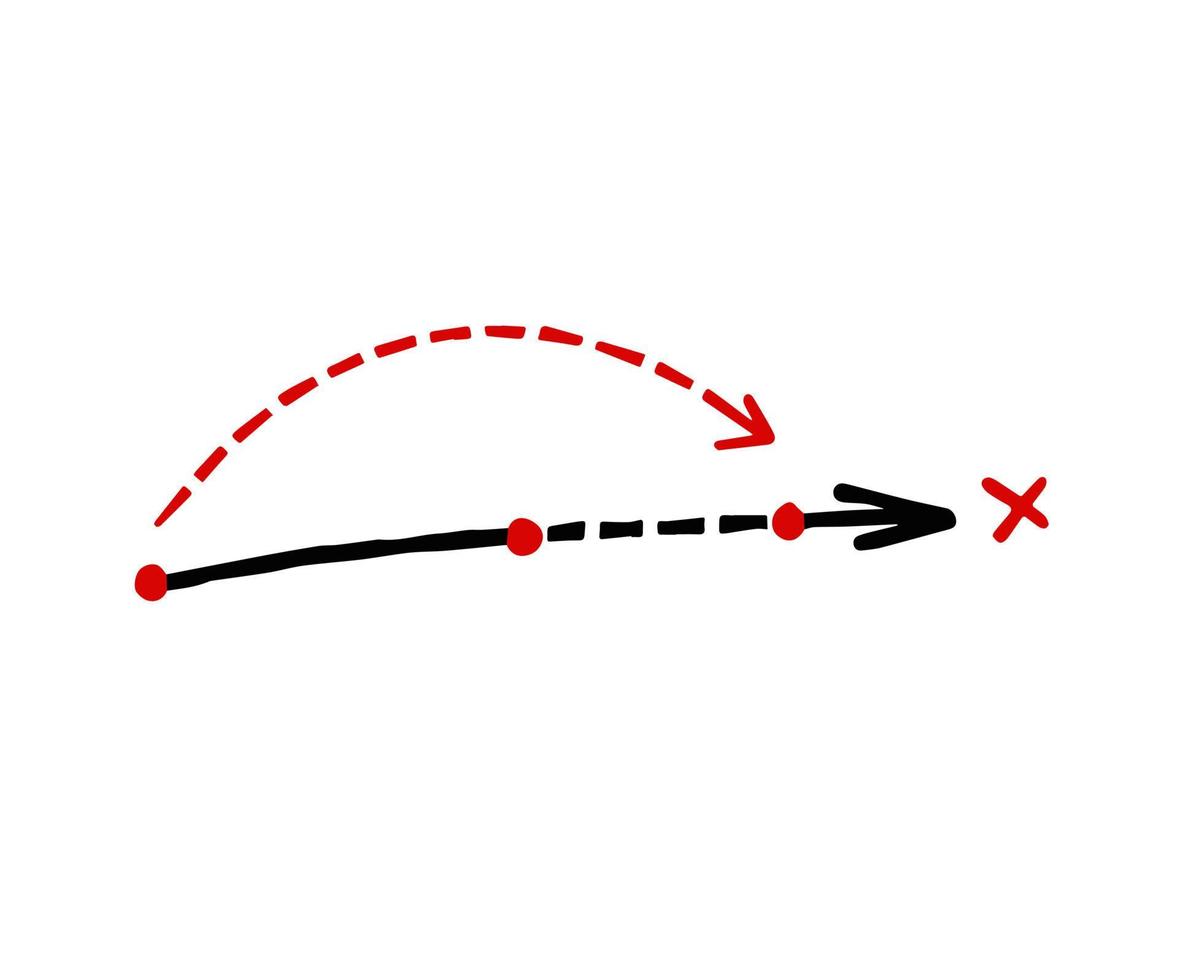 línea de dirección de la trayectoria. movimiento estratégico y ruta. reubicación de la flecha punteada y del punto a al punto b. esquema y plan vector