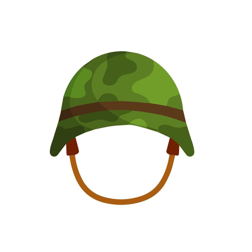 casco militar de soldado americano de la segunda guerra mundial. tapa protectora verde. municiones y uniformes. caricatura plana vector