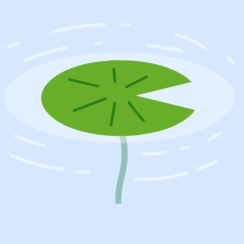 Water lily in pond. River plant. Green leaves on water. Nature of swamp, scenery of lake. Flat cartoon vector