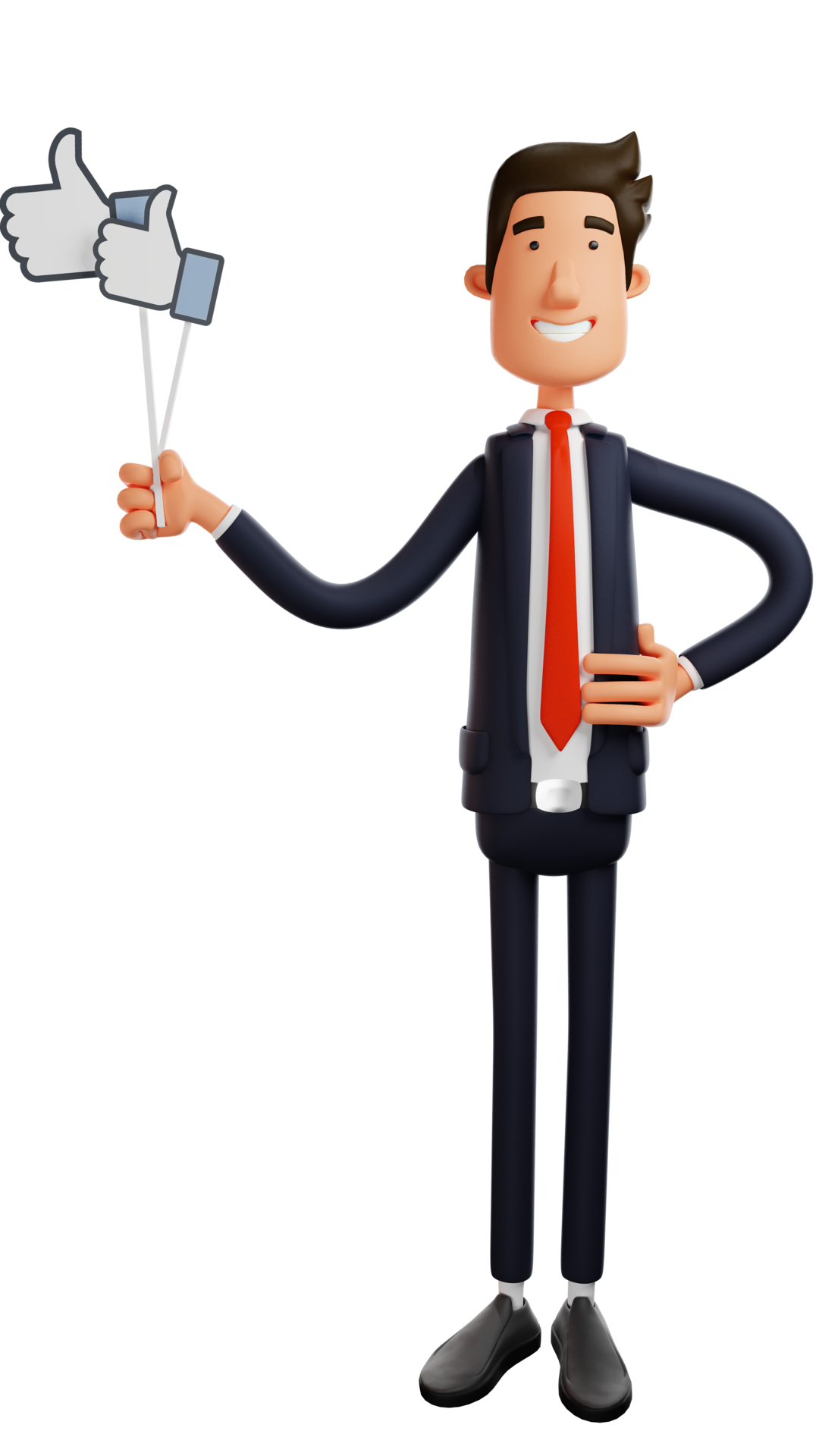 Free 3D illustration. Handsome Office Worker Cartoon 3D Character. Stand up  straight and smile broadly. Office worker holding two thumbs up sign. 3D  Cartoon Character 16717190 PNG with Transparent Background