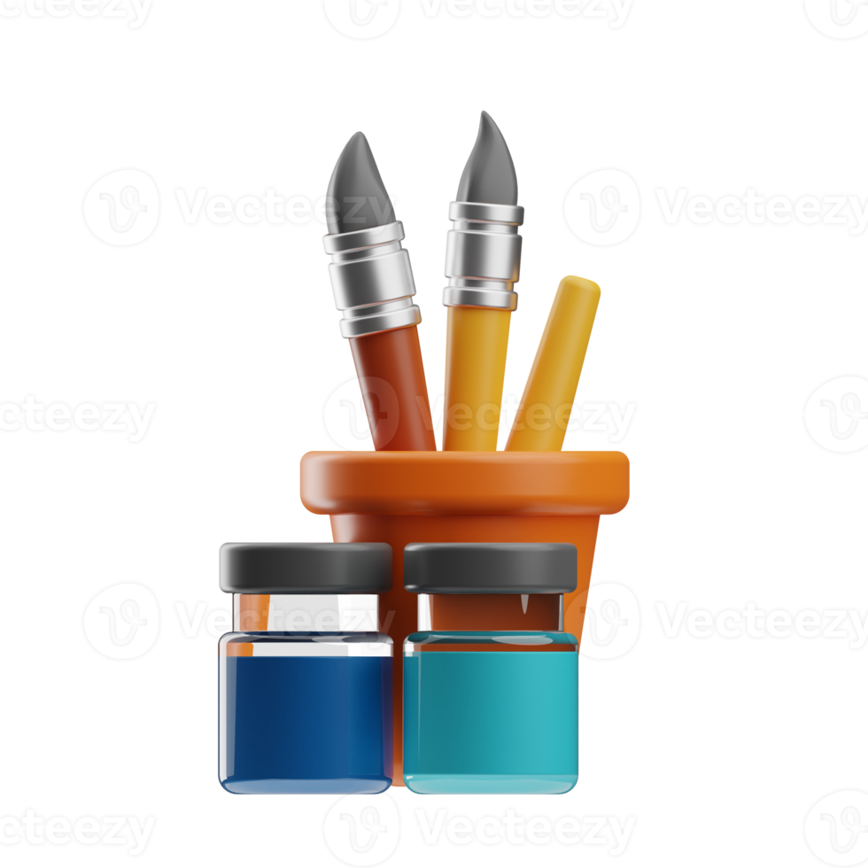 education, object paint brush illustration 3d png