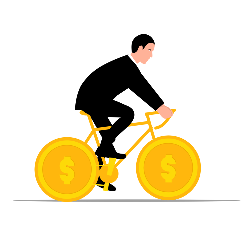 affärsman ridning pengar cykel png