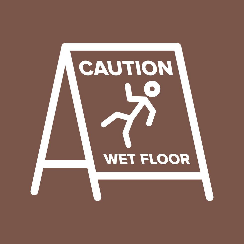 Wet Floor Sign Line Color Background Icon vector