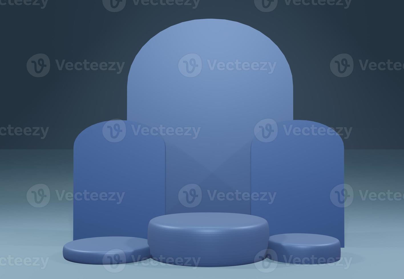 Render scene of classic blue podium scene for display product, 3d render. photo