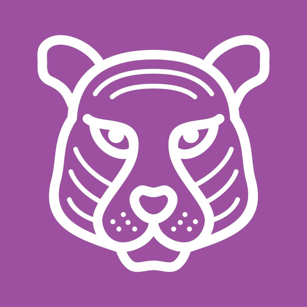 Tiger Face Line Color Background Icon vector