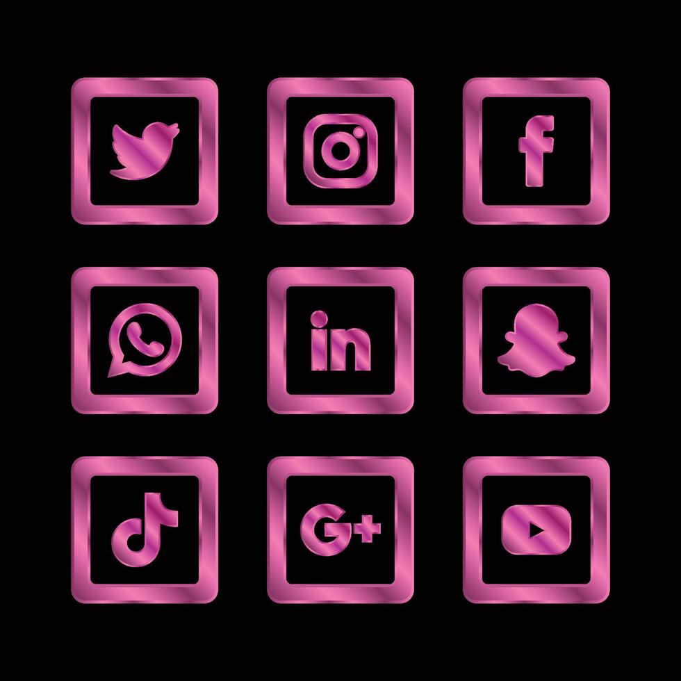 Unique sparkle social Media pinkish square icons vector