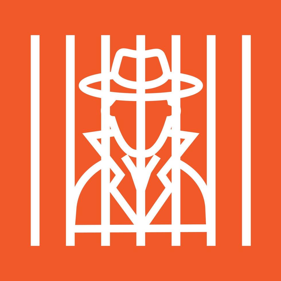 Criminal behind bars Line Color Background Icon vector