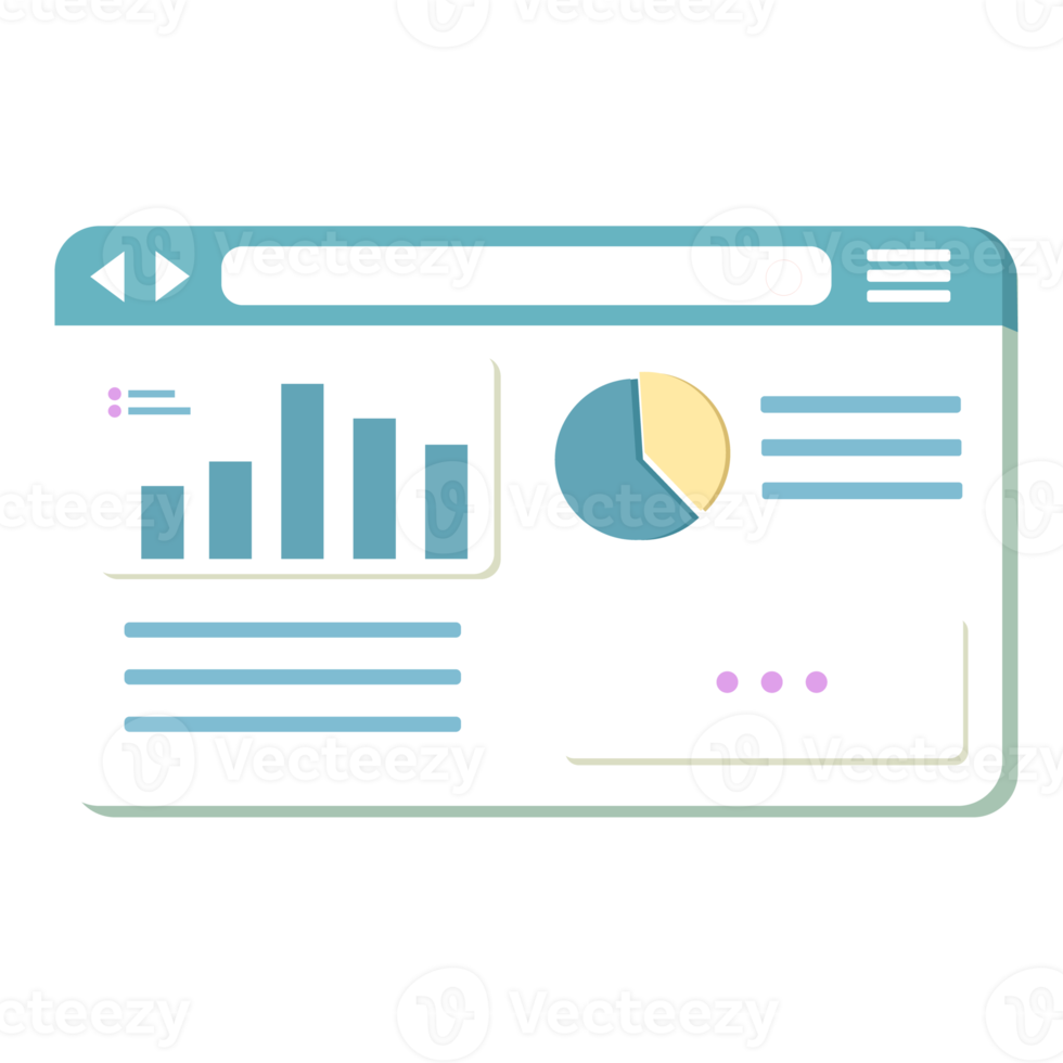Business website with bar and pie chart png