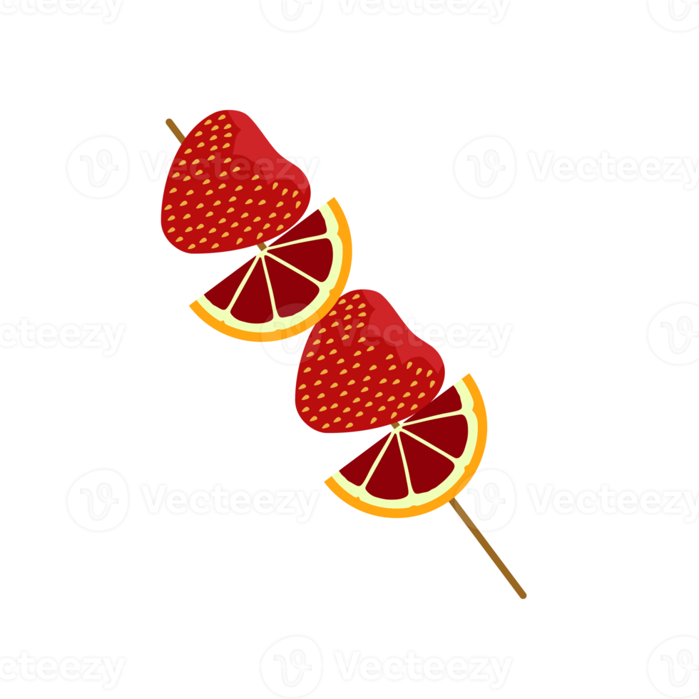 Satay fruit with strawberry and grapefruit png