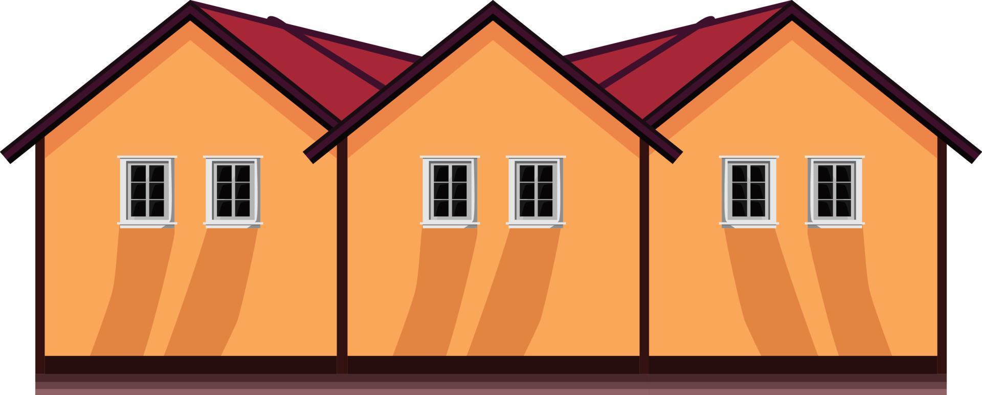 fachada de casa con puertas y ventanas, ilustración vectorial de dibujos animados. vector