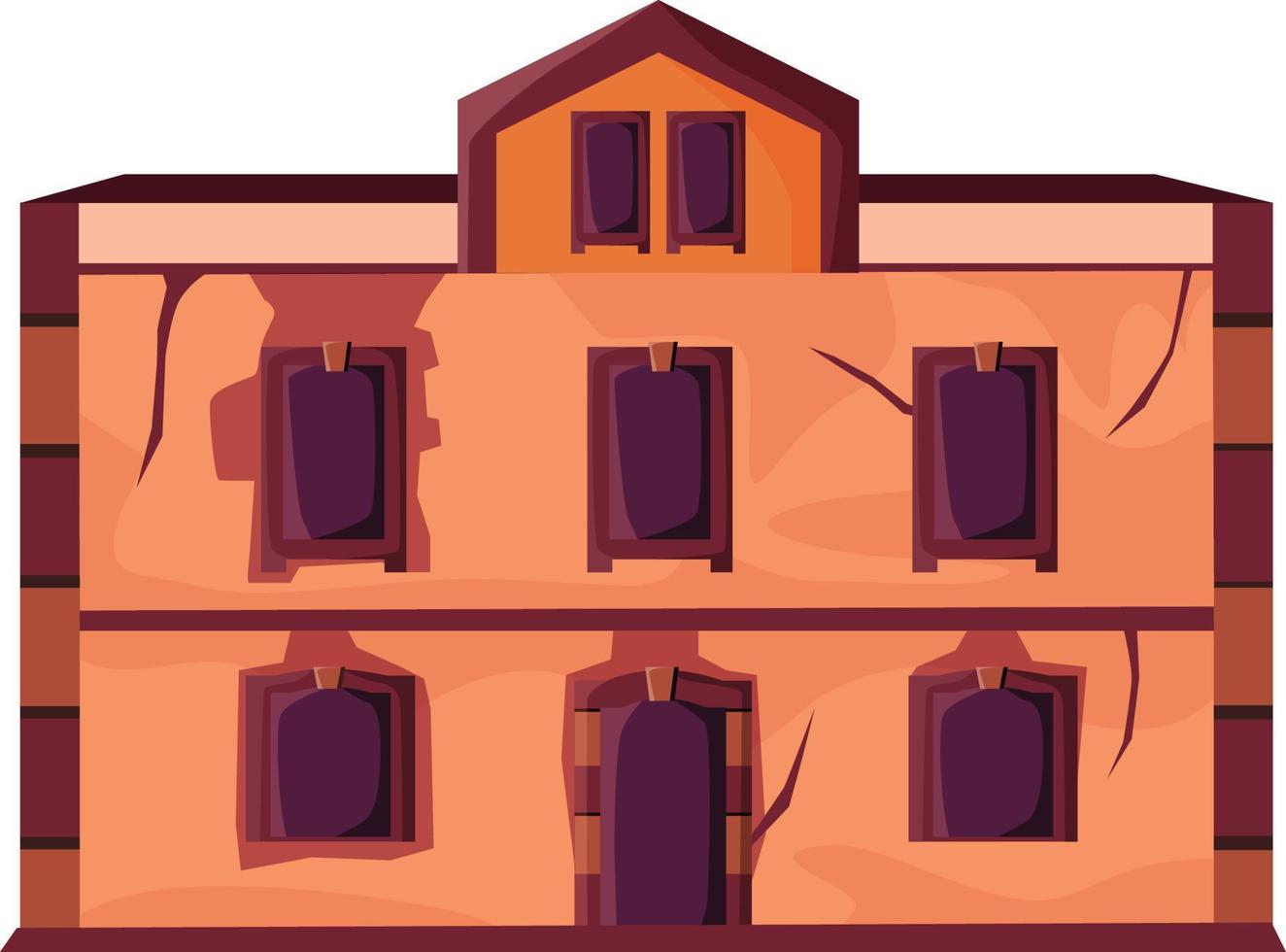 Home facade with doors and windows , Cartoon vector illustration.