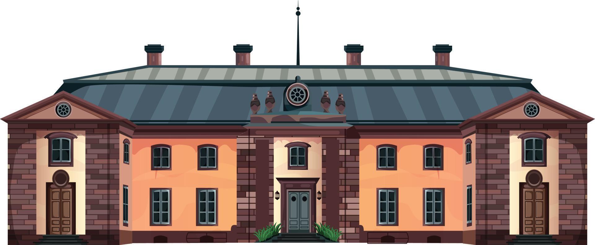 fachada de casa con puertas y ventanas, ilustración vectorial de dibujos animados. vector