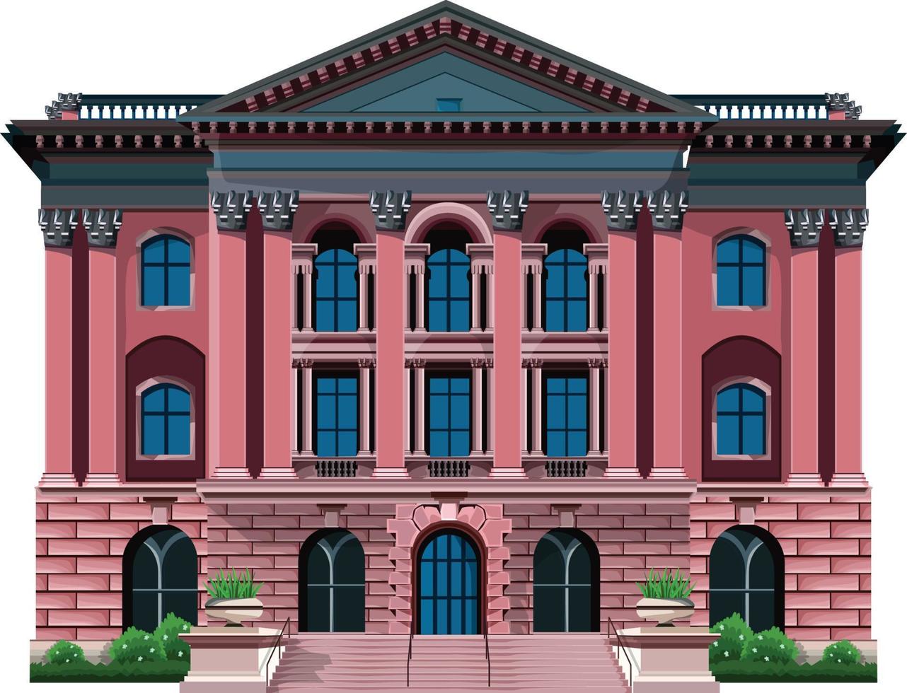 Home facade with doors and windows , Cartoon vector illustration.