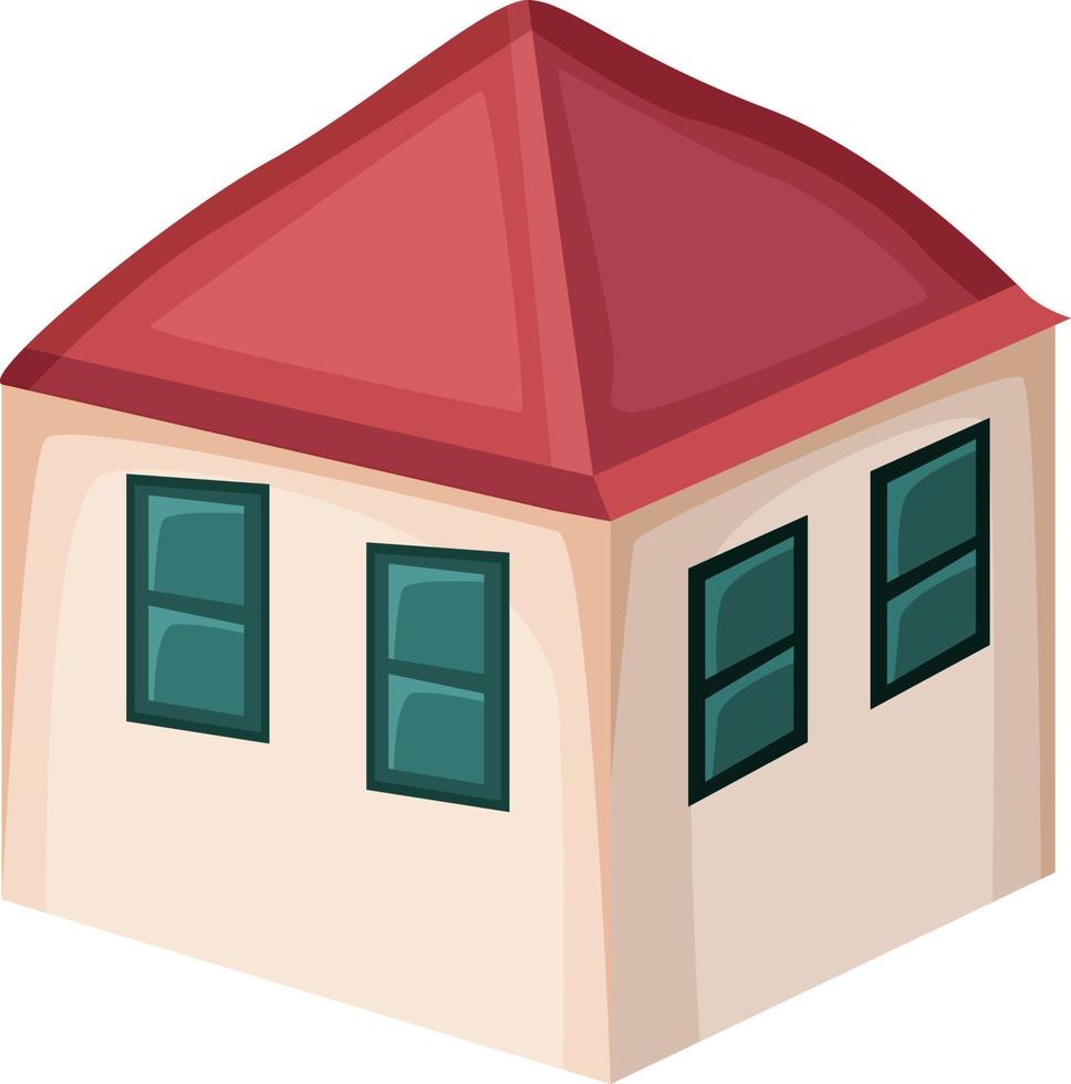 Home facade with doors and windows , Cartoon vector illustration.