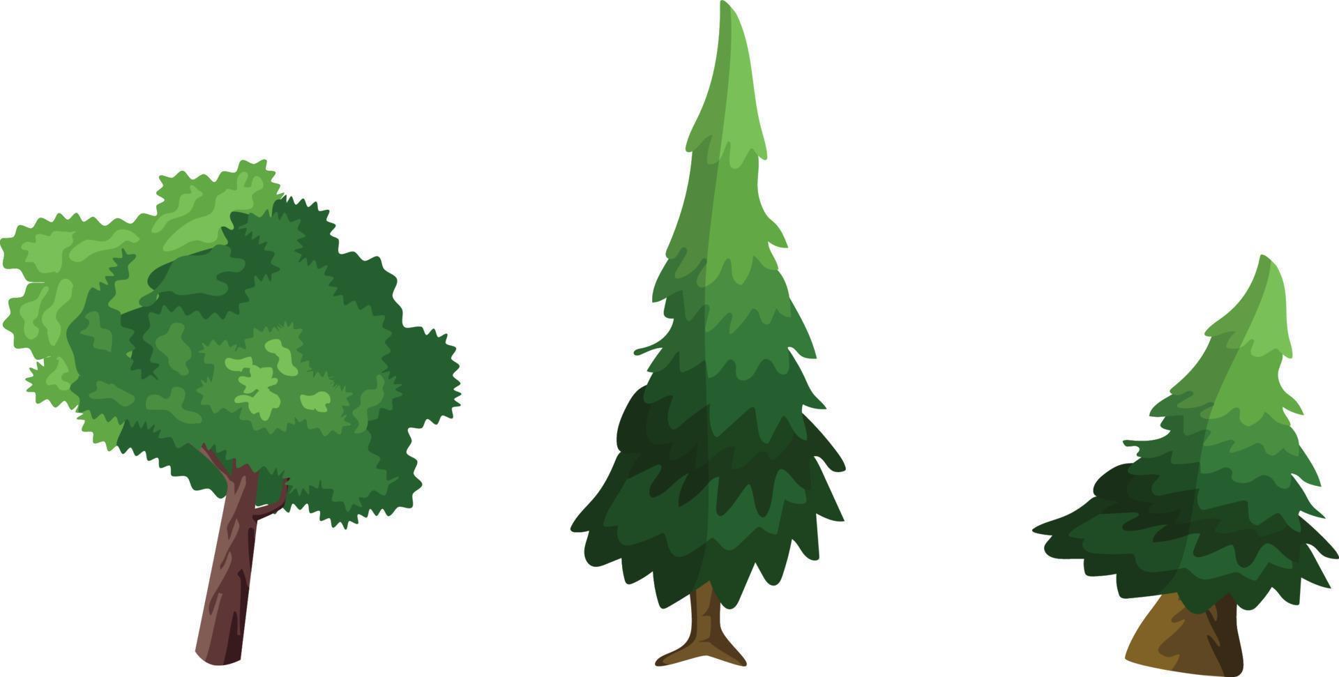árbol verde, fondo blanco, ilustración vectorial. vector