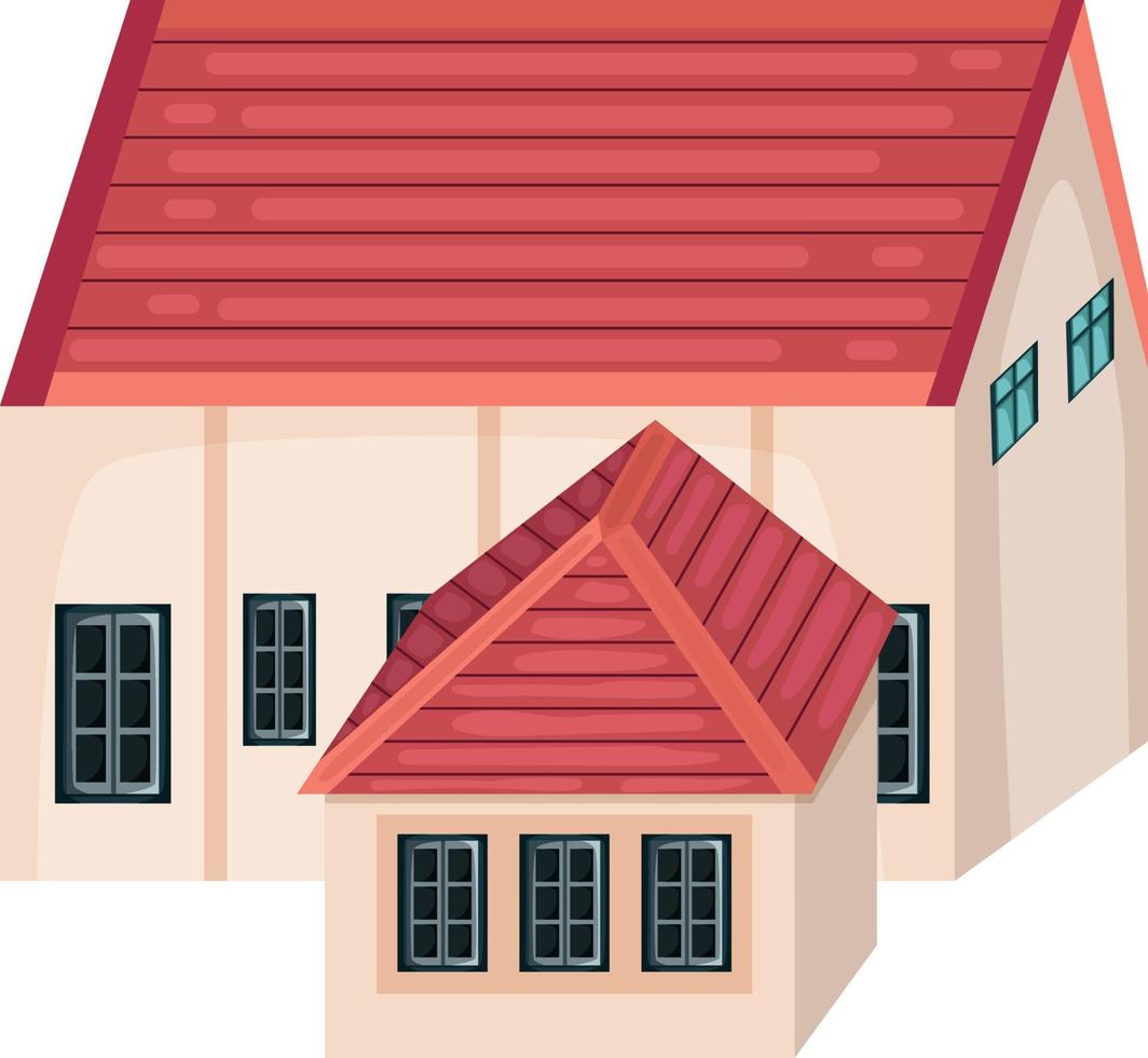 Home facade with doors and windows , Cartoon vector illustration.