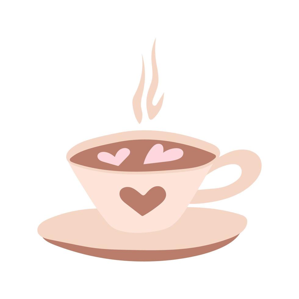 una taza de café dibujada a mano. tarjeta del día de san valentín. ilustración vectorial vector