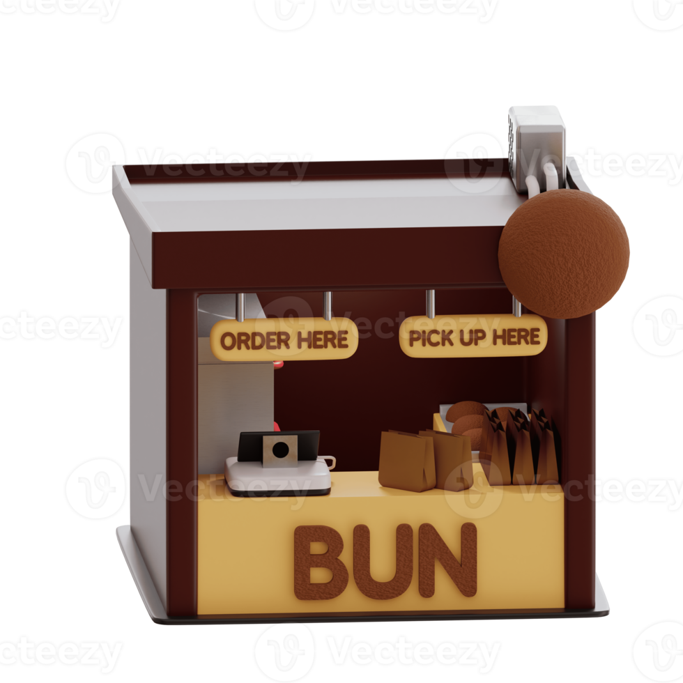 3d rendered isometric bun shop perfect for design project png