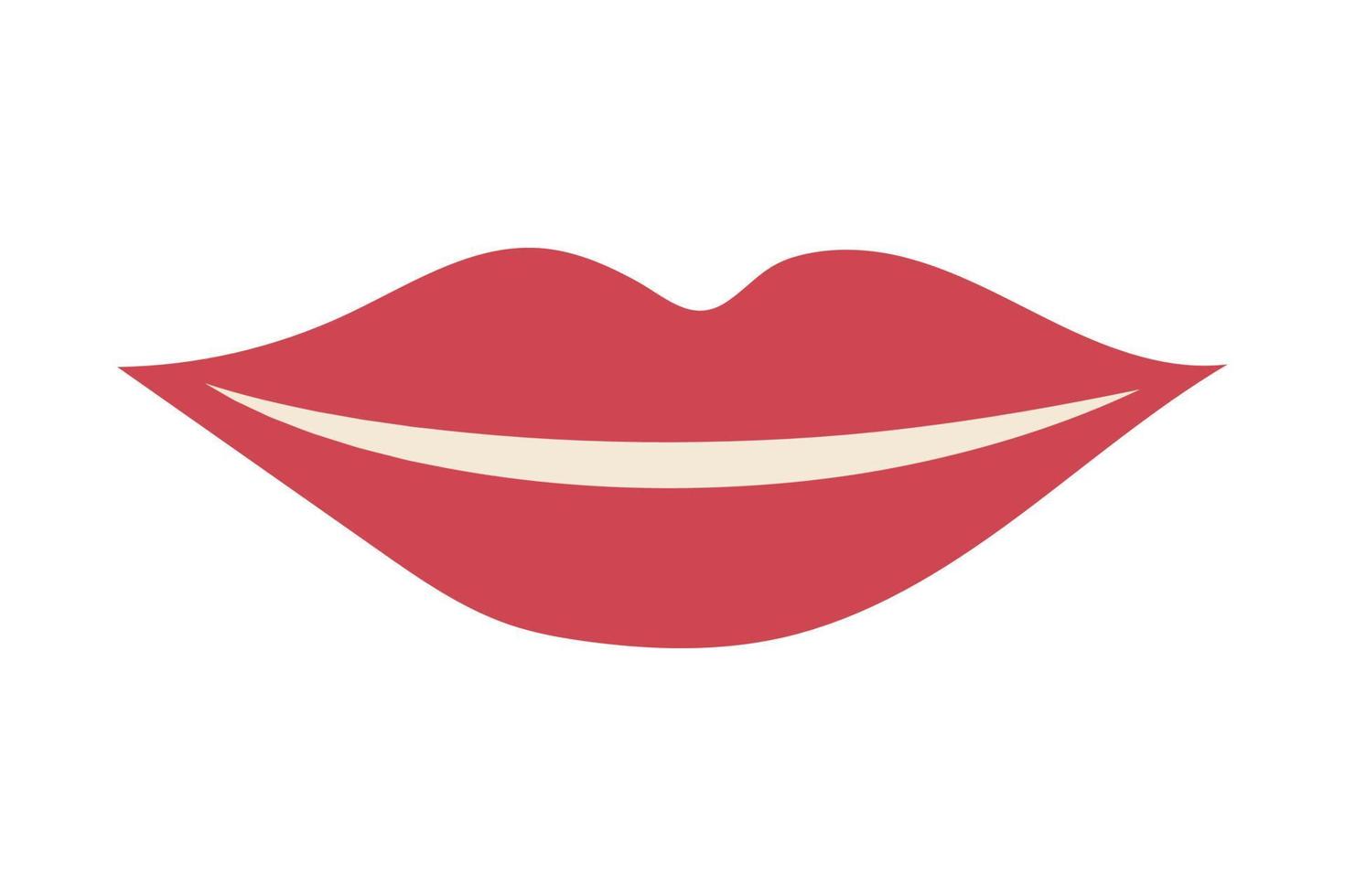 Red lips drawn by hand. Valentines Day Card. Vector illustration