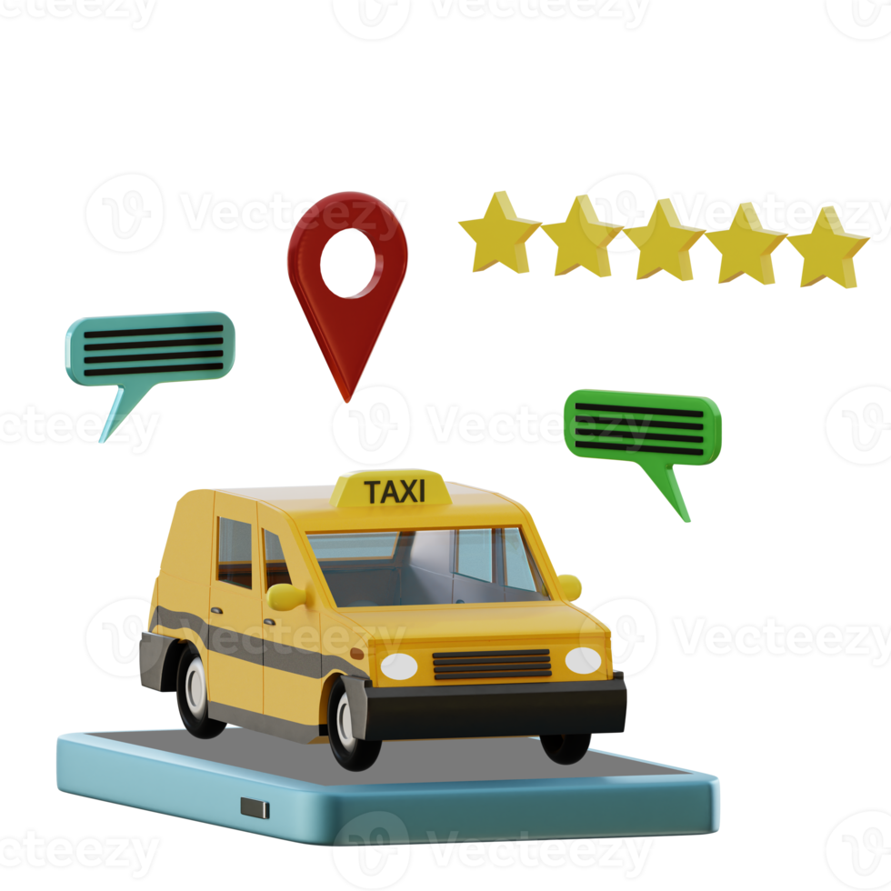 Commande de taxi en rendu 3d parfaite pour le projet de conception d'application png