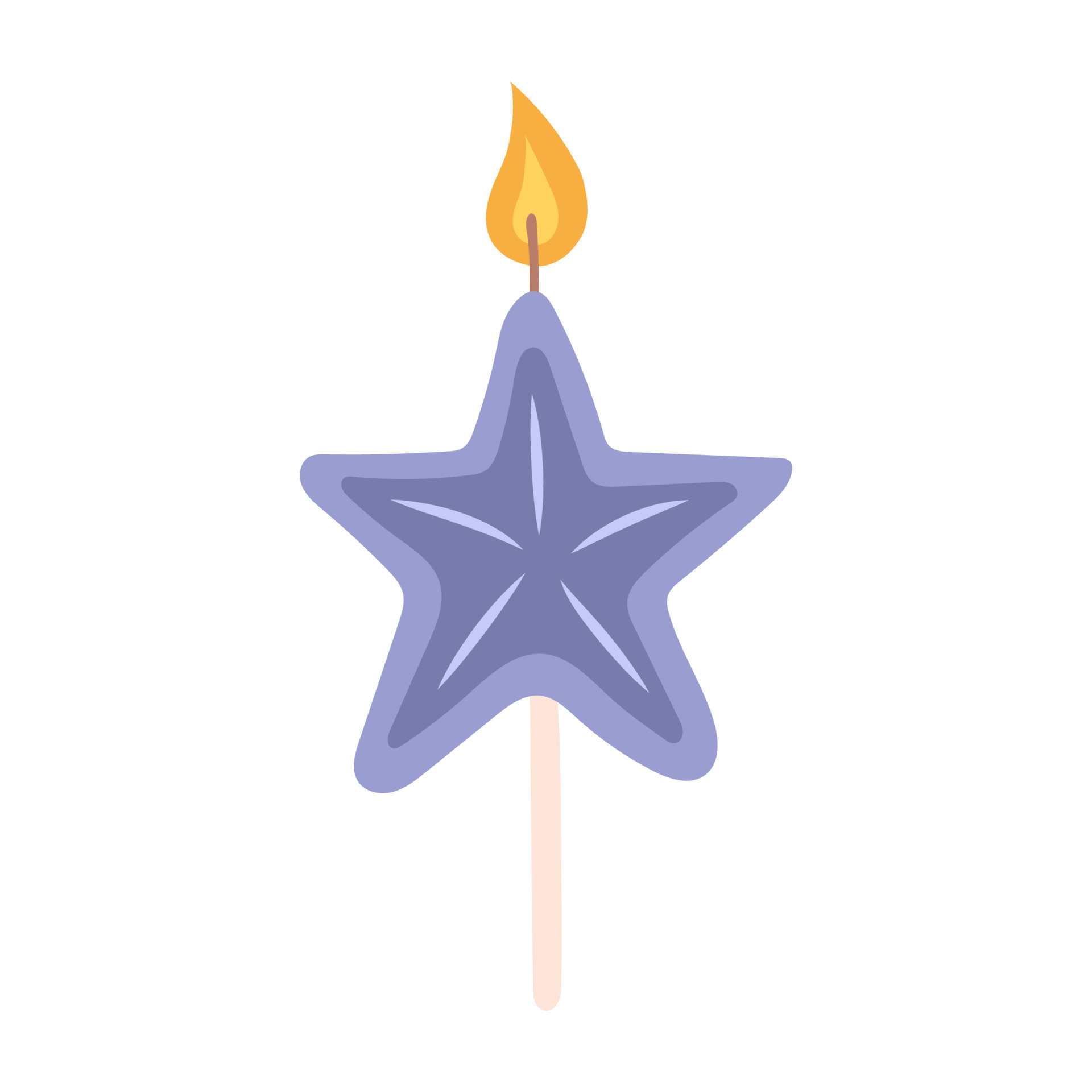 Burning Birthday Candles. Burning candle for cake in the shape of a