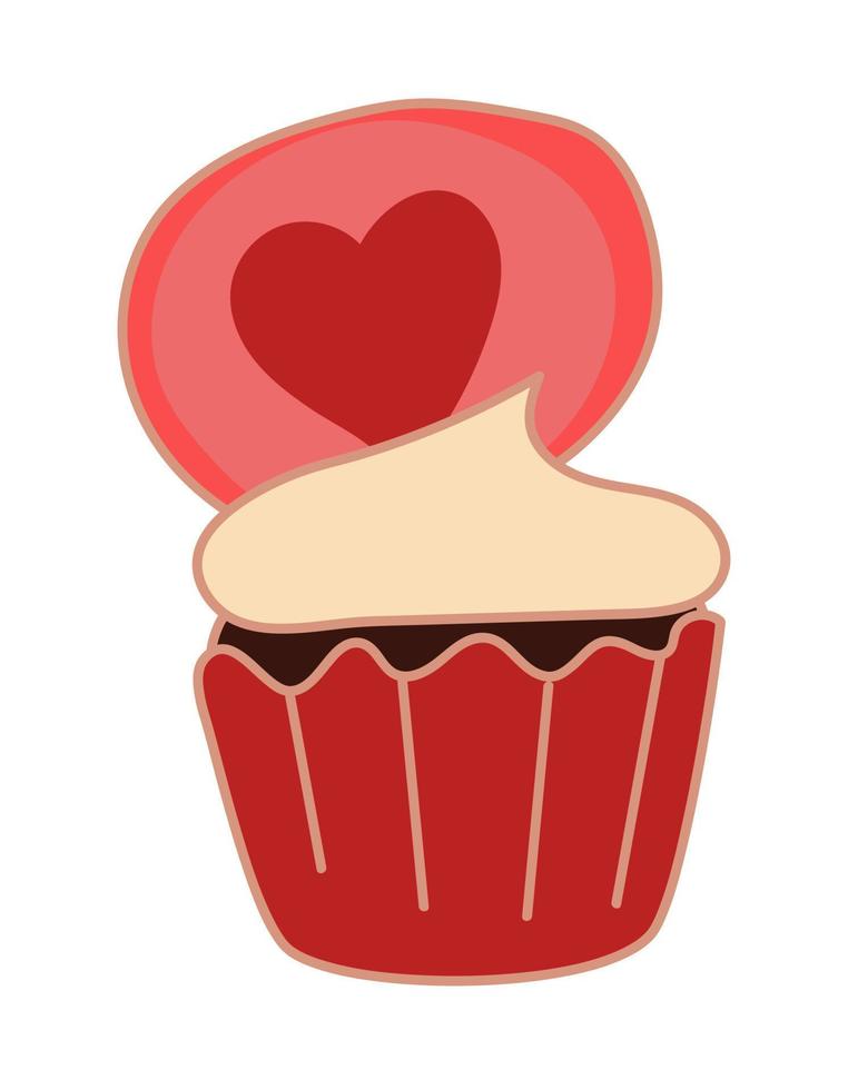 Sweet single cupcakes. Creamy muffins with decoration. Delicious food. Confectionery. Vector illustration of sweet pastries on a white background. illustration for a postcard