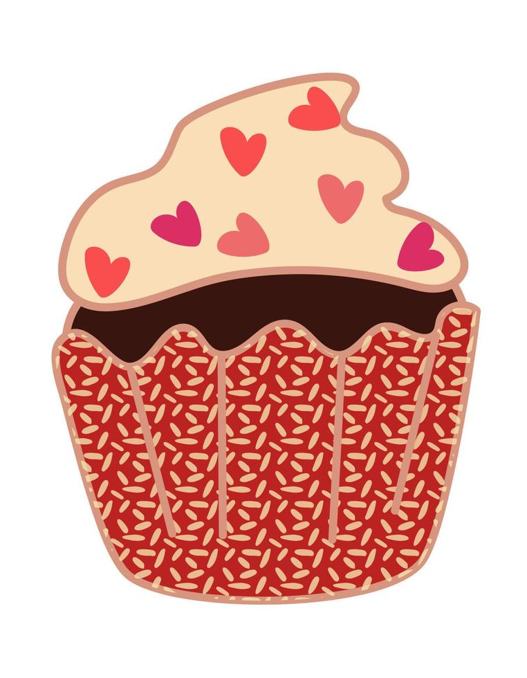Sweet single cupcakes. Creamy muffins with decoration. Delicious food. Confectionery. Vector illustration of sweet pastries on a white background. illustration for a postcard