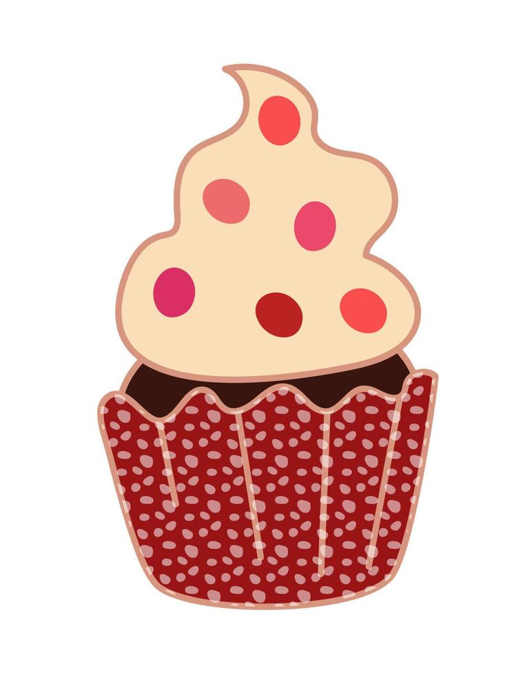 dulces cupcakes individuales. muffins cremosos con decoración. comida deliciosa. confitería. ilustración vectorial de pasteles dulces sobre un fondo blanco. ilustración para una postal vector