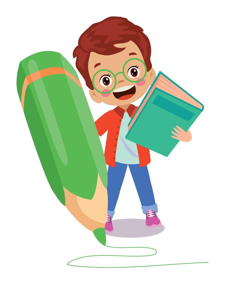 cute little student with books vector