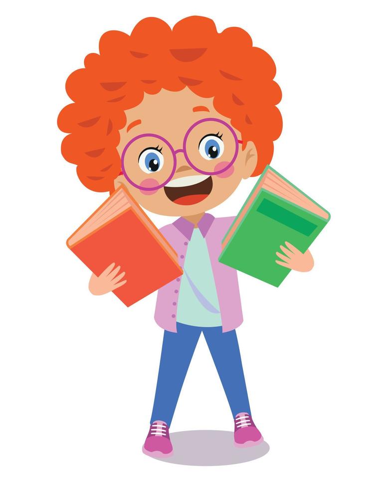 cute little student with books vector