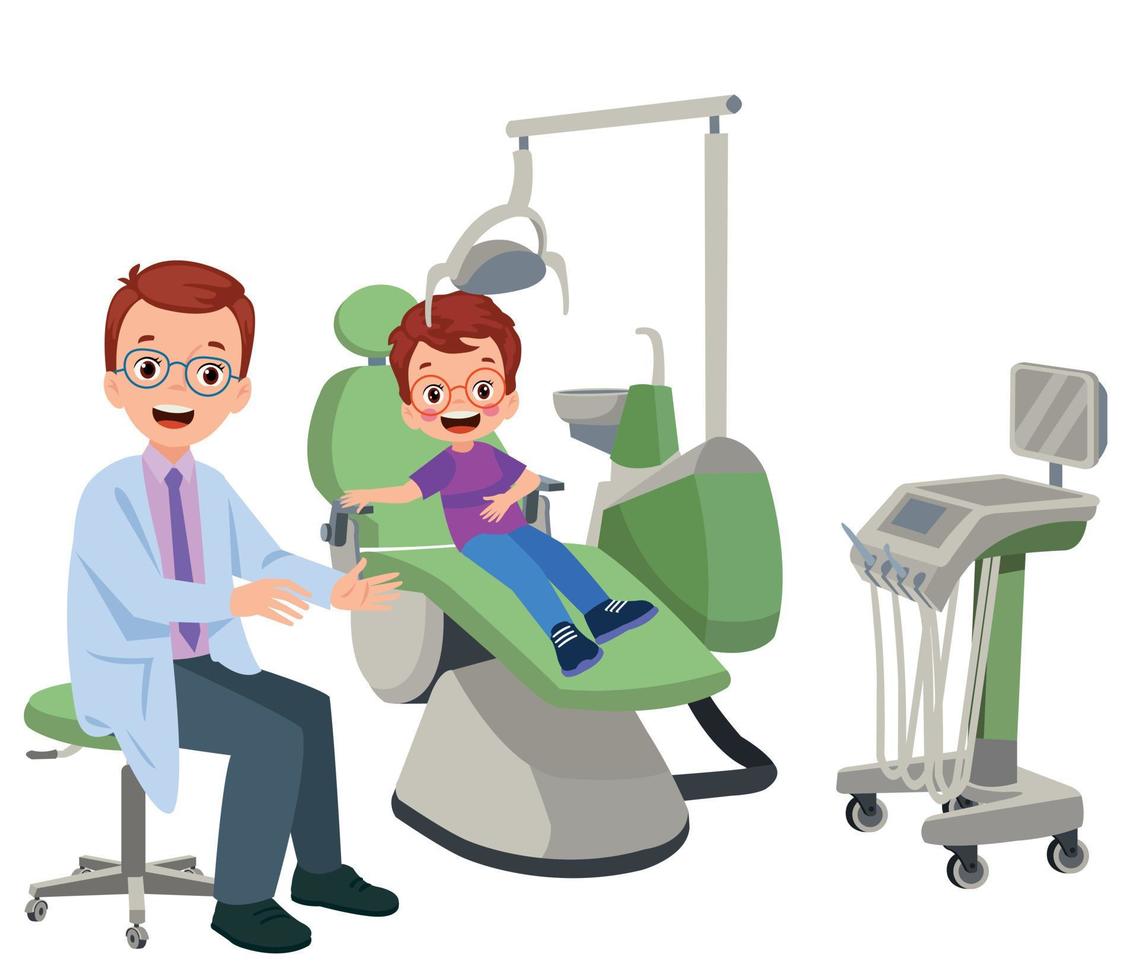 Dentist and boy isolated cartoon vector illustrations