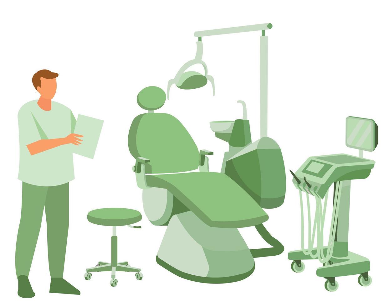 dental office and dental chair and doctor vector