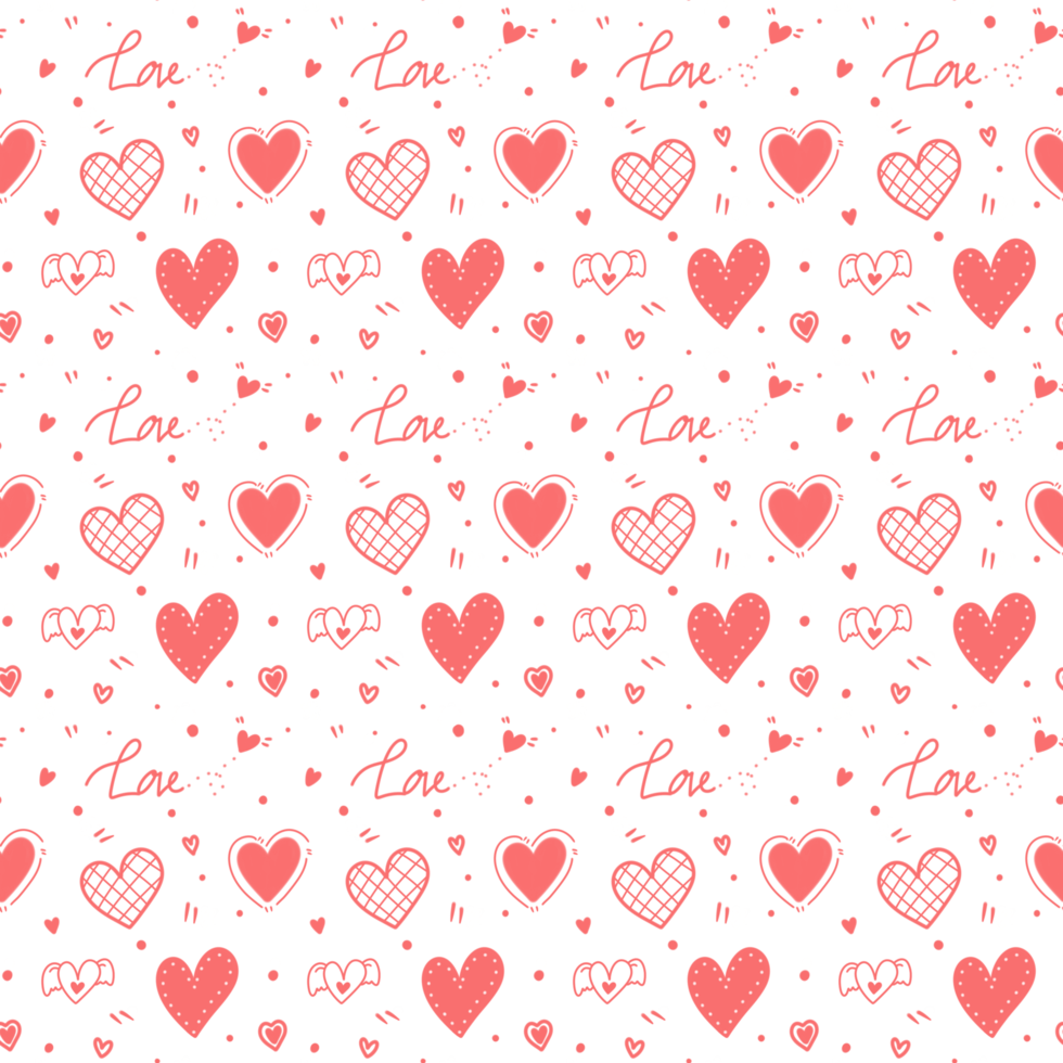 Heart shape doodle pattern seamless png