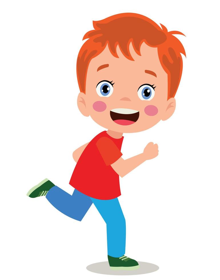 cute happy little boy jogging vector