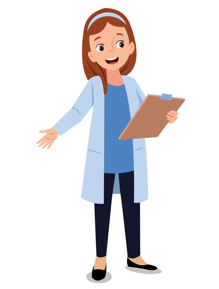 Illustration of a female doctor with a folder in her hands. vector