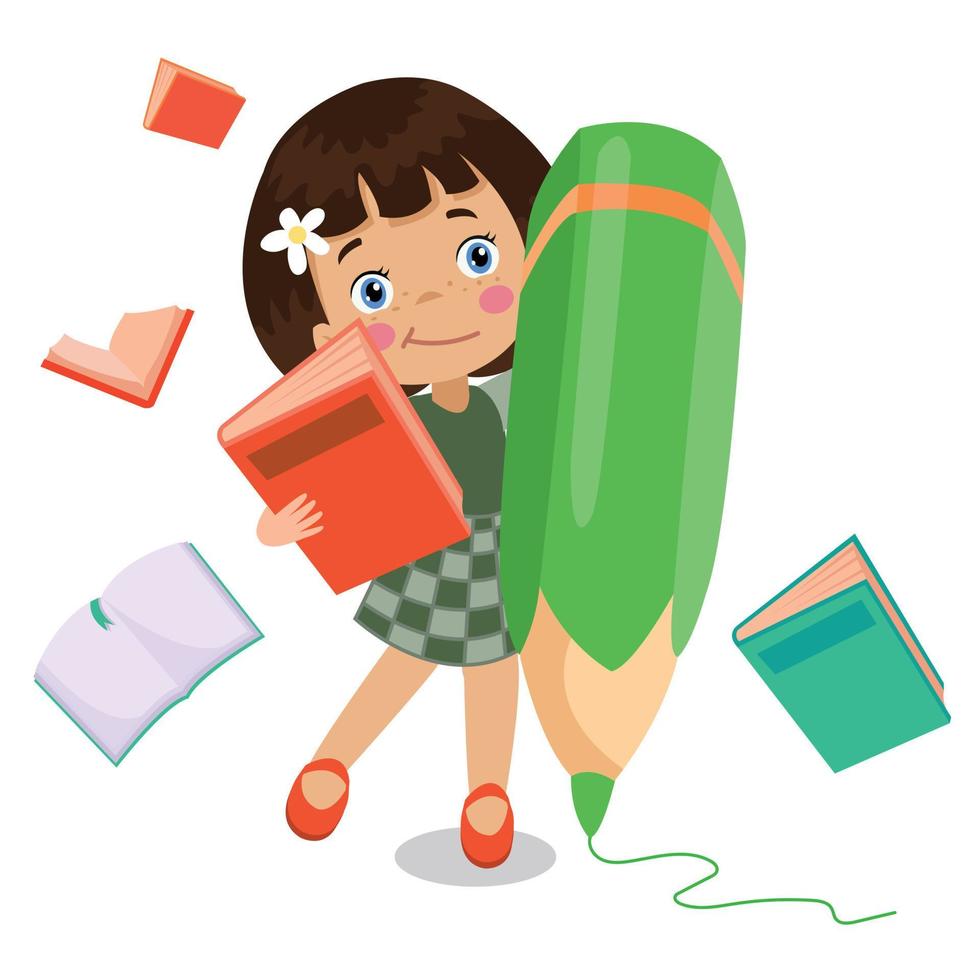 cute little student with books vector