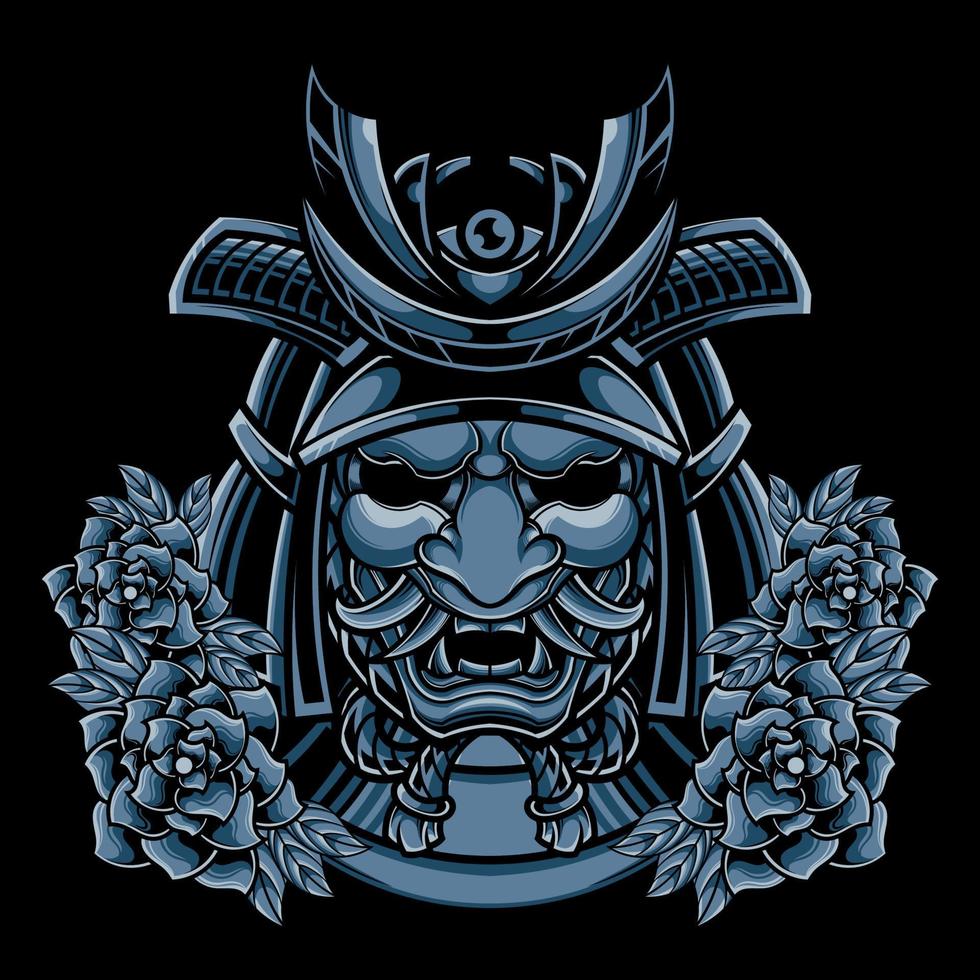 samurai japonés oni máscara ronin logo ilustración vector