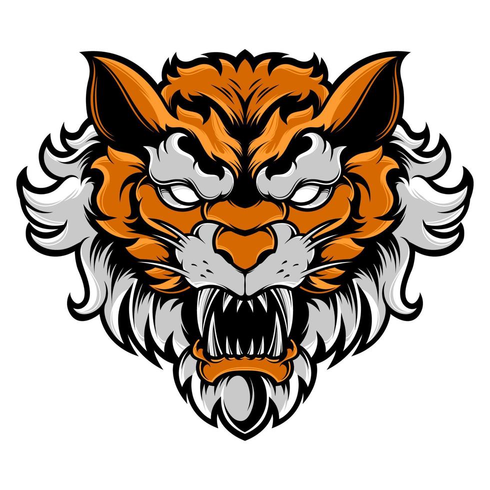 Mythical tiger head vector illustration