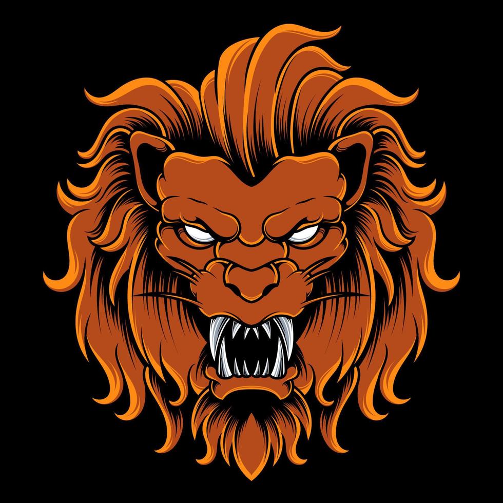 ilustración de vector de cabeza de león dorado
