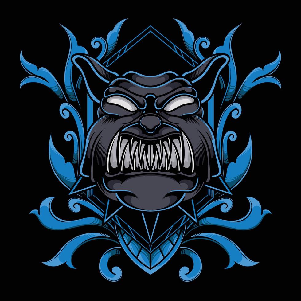 BullDog Spike Pitbull with Ornament Frame vector